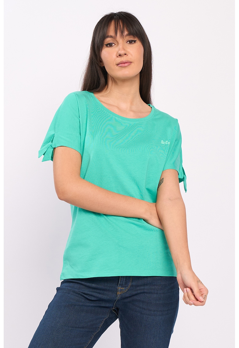 Tricou de bumbac cu prindere la maneci