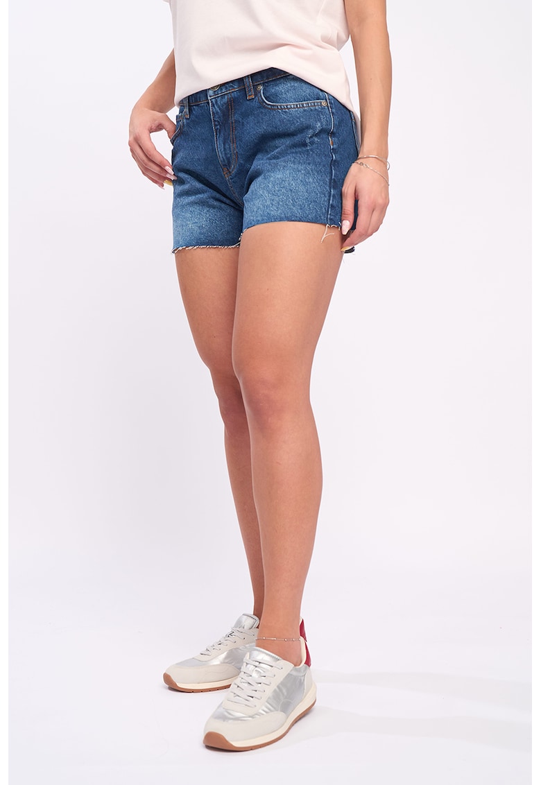Blugi scurti cu terminati franjurata - Albastru