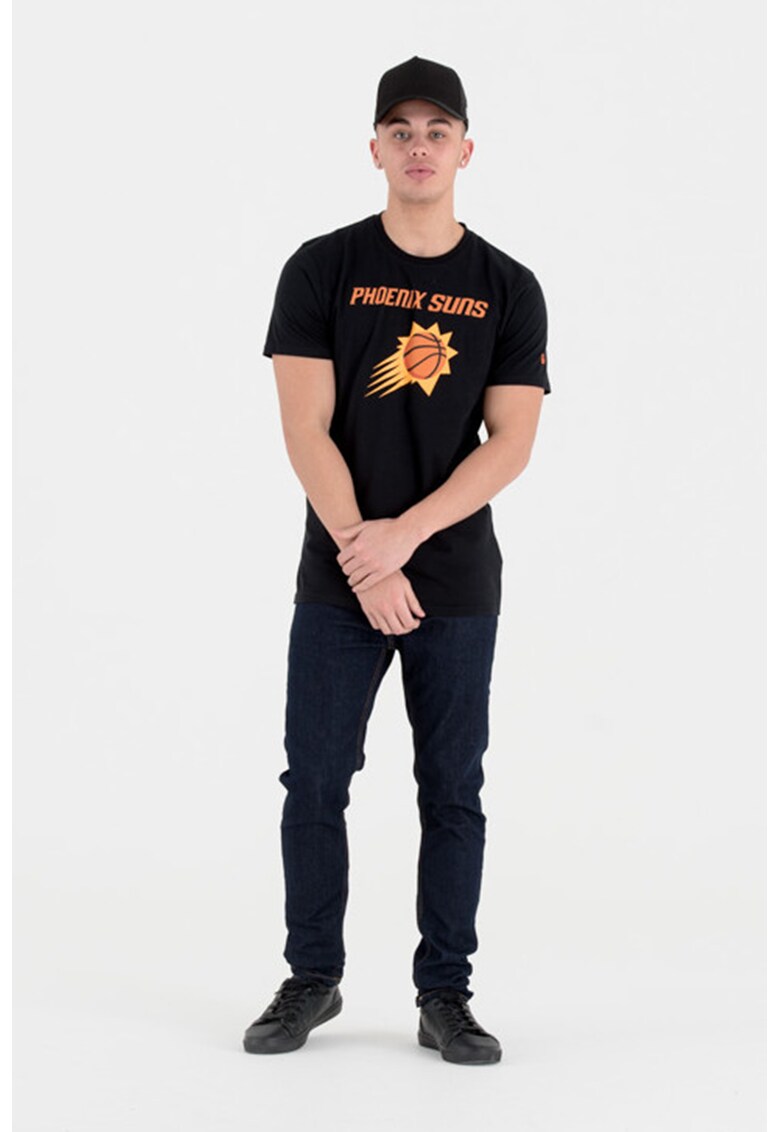 Tricou de bumbac cu imprimeu grafic - Negru/Portocaliu