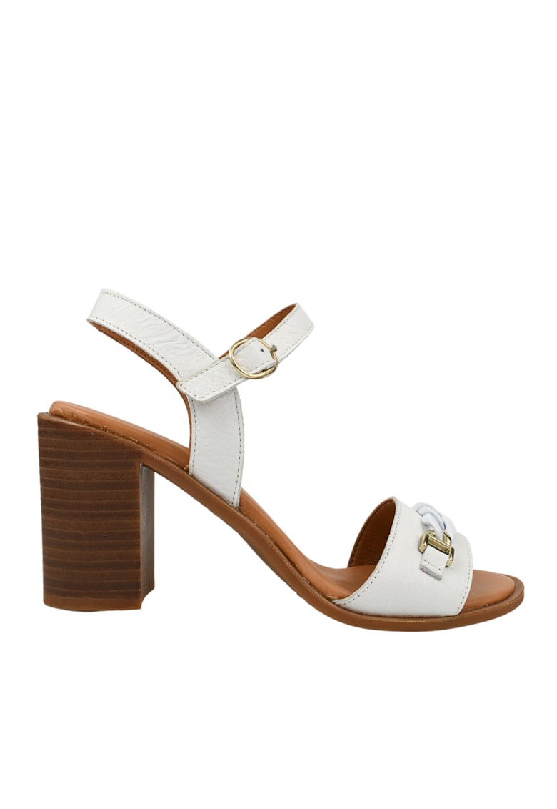 Sandale elegante - dama -  D42-9103 alb - piele naturala - cu toc