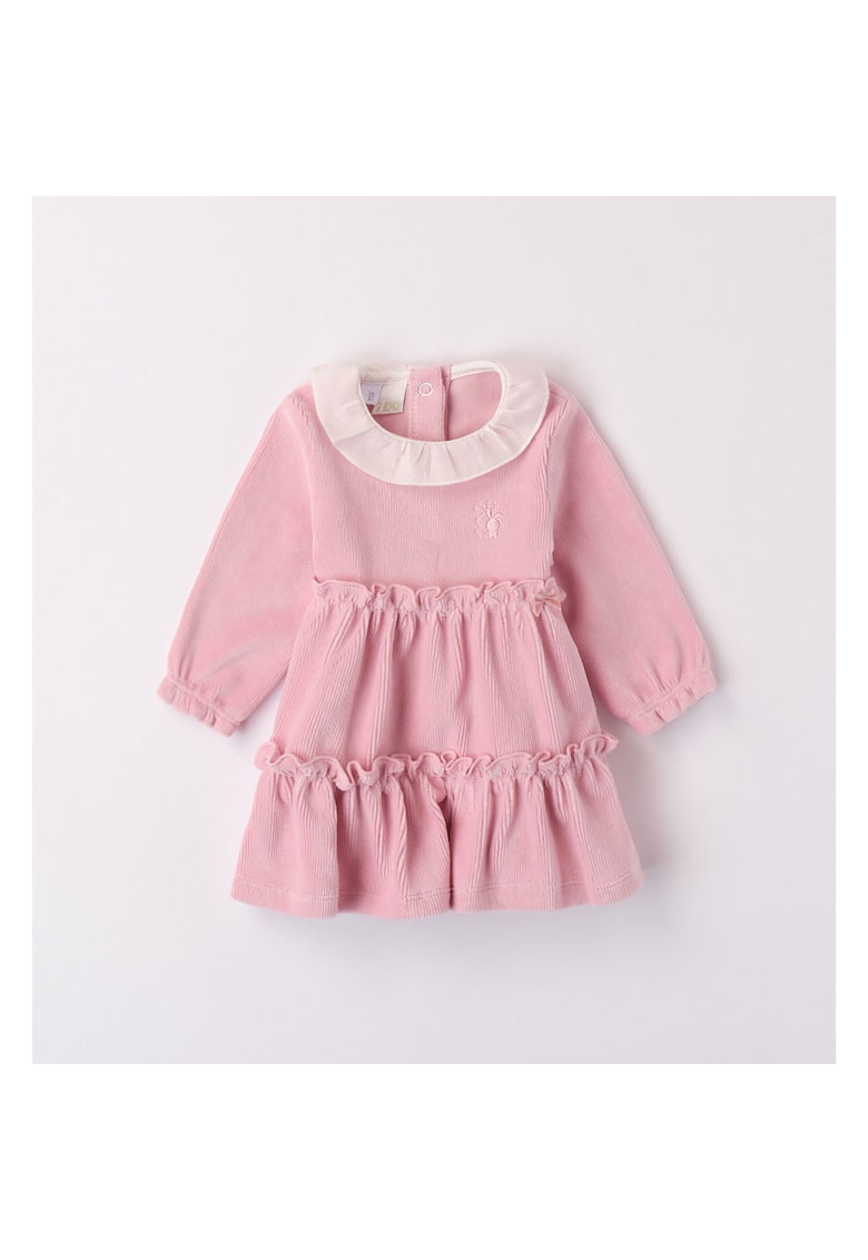 Rochita model raiat catifelat pentru bebe fetita - 4.7260 - Roz - Roz