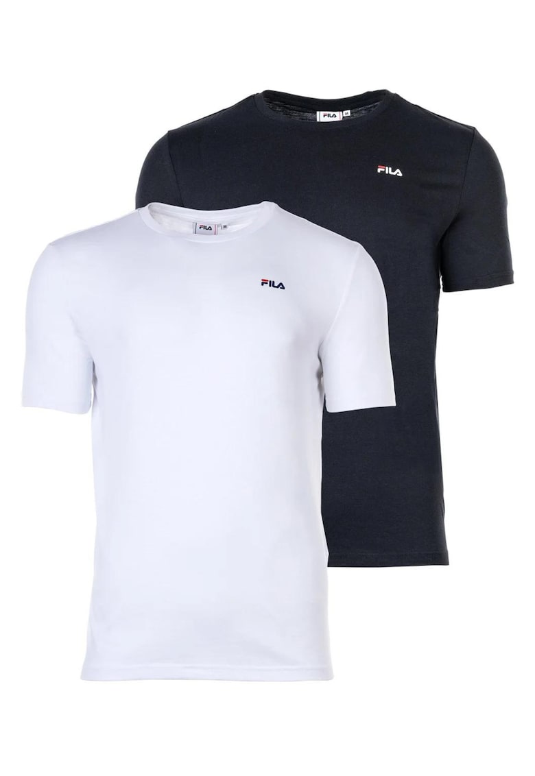 Set 2 tricouri barbati - Bumbac - Alb/Negru - Alb/Negru