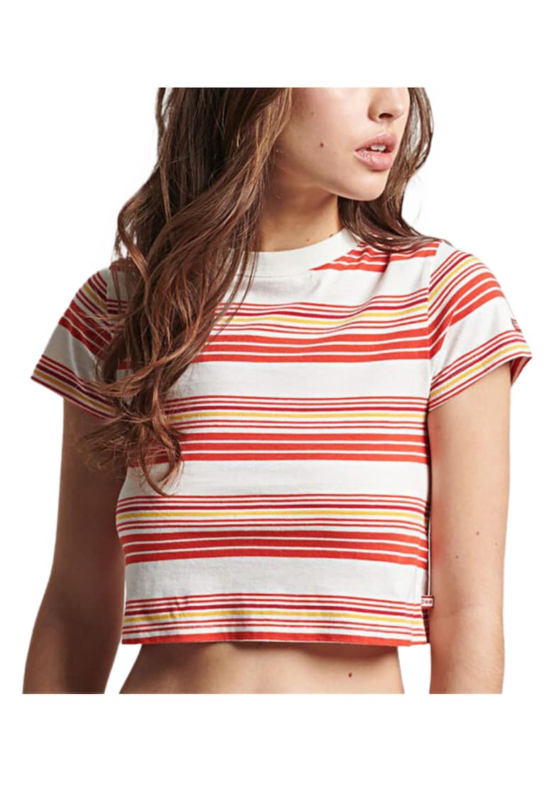 Superdry - Tricou crop cu dungi