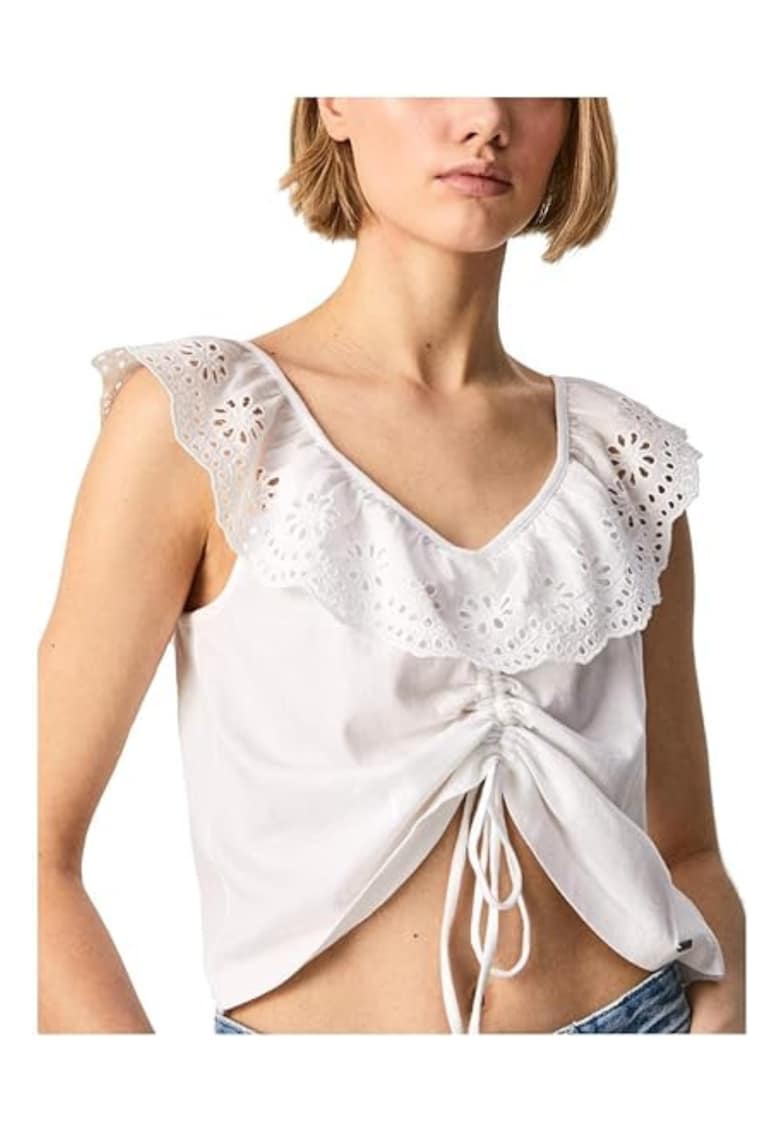 Bluza crop cu volane Buffi din bumbac - Bluza crop cu volane Buffi din bumbac -