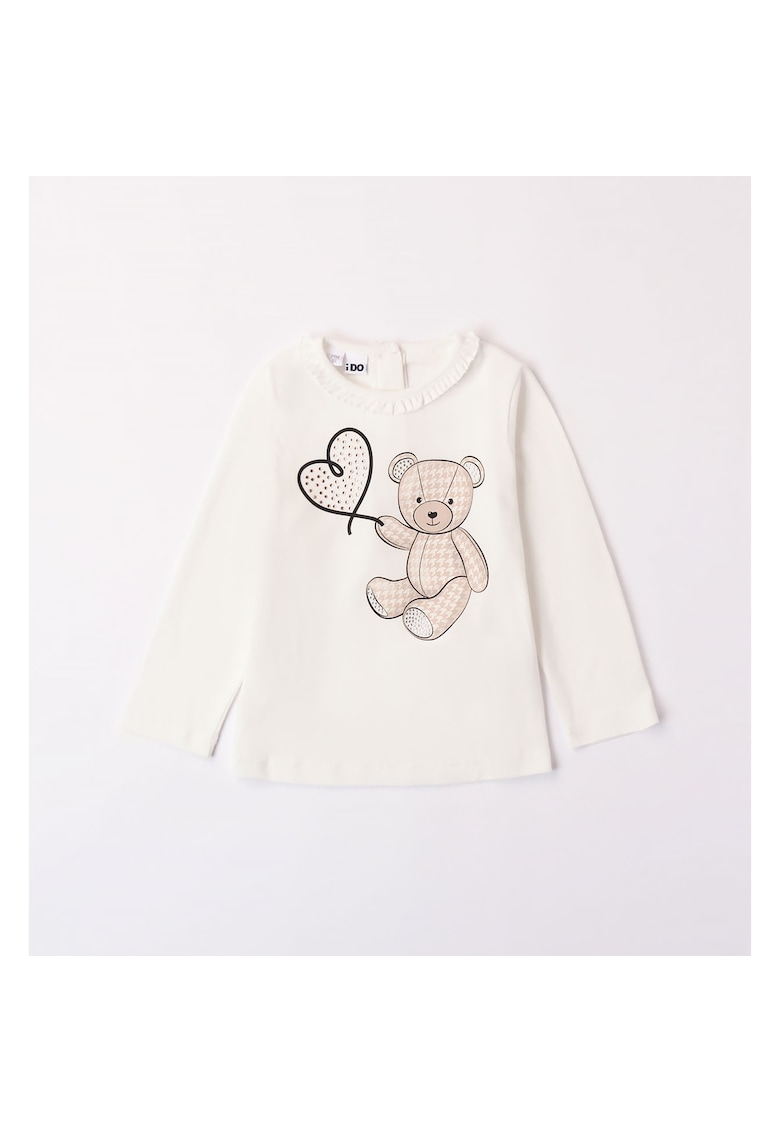 Bluza cu imprimeu pentru fetite - 4.7581 - Alb Natural/Bej - Alb/Negru/Bej/Argintiu
