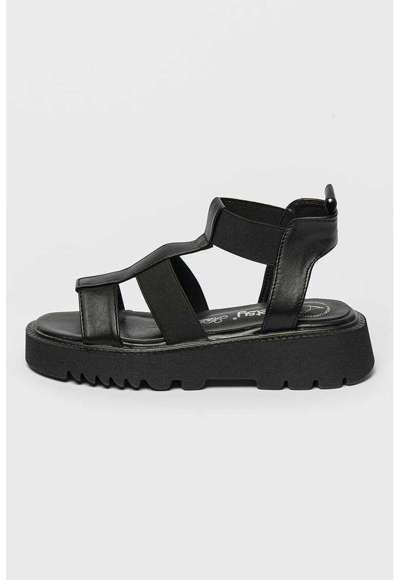 Sandale wedge de piele ecologica