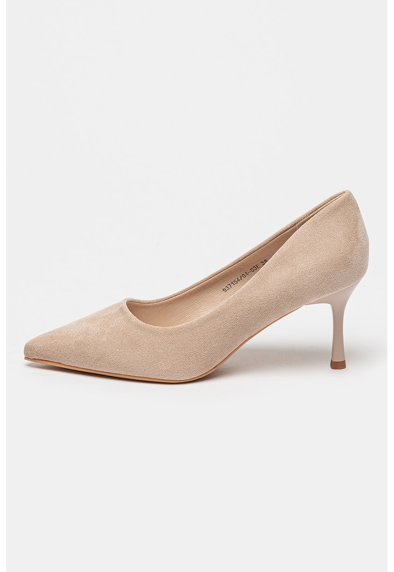 Pantofi de piele intoarsa ecologica cu varf ascutit