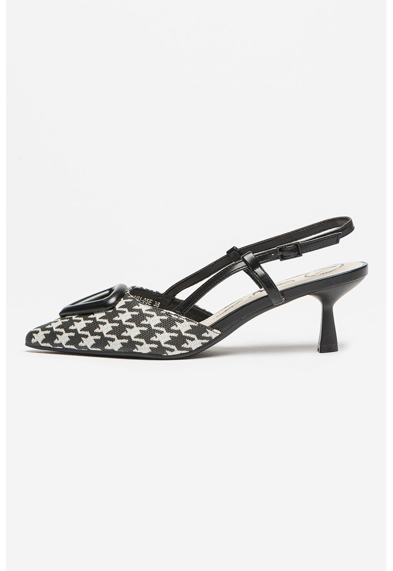 Pantofi slingback cu model houndstooth