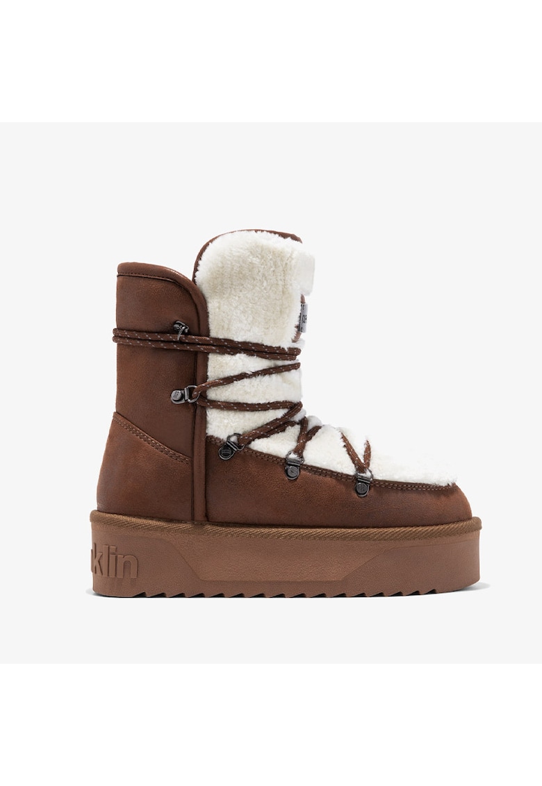 Cizme dama Nordica -  Piele intoarsa - Rezistent la apa - Detalii reflectorizante - Maro - Cizme dama Nordica -  Piele intoarsa - Rezistent la apa - Detalii reflectorizante - Maro -