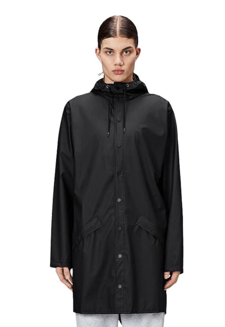 Geaca lunga de ploaie unisex 12020-01 - poliester - impermeabila - antivant - negru -