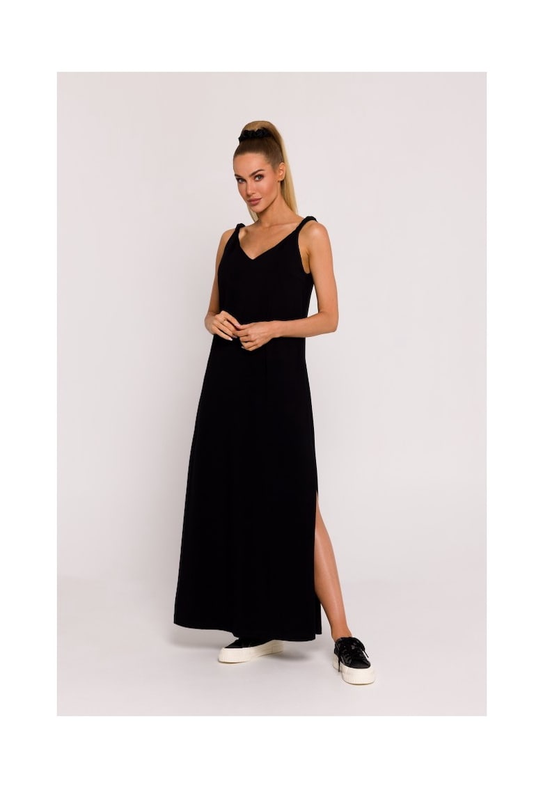 Rochie maxi cu decolteu adanc la spate - negru