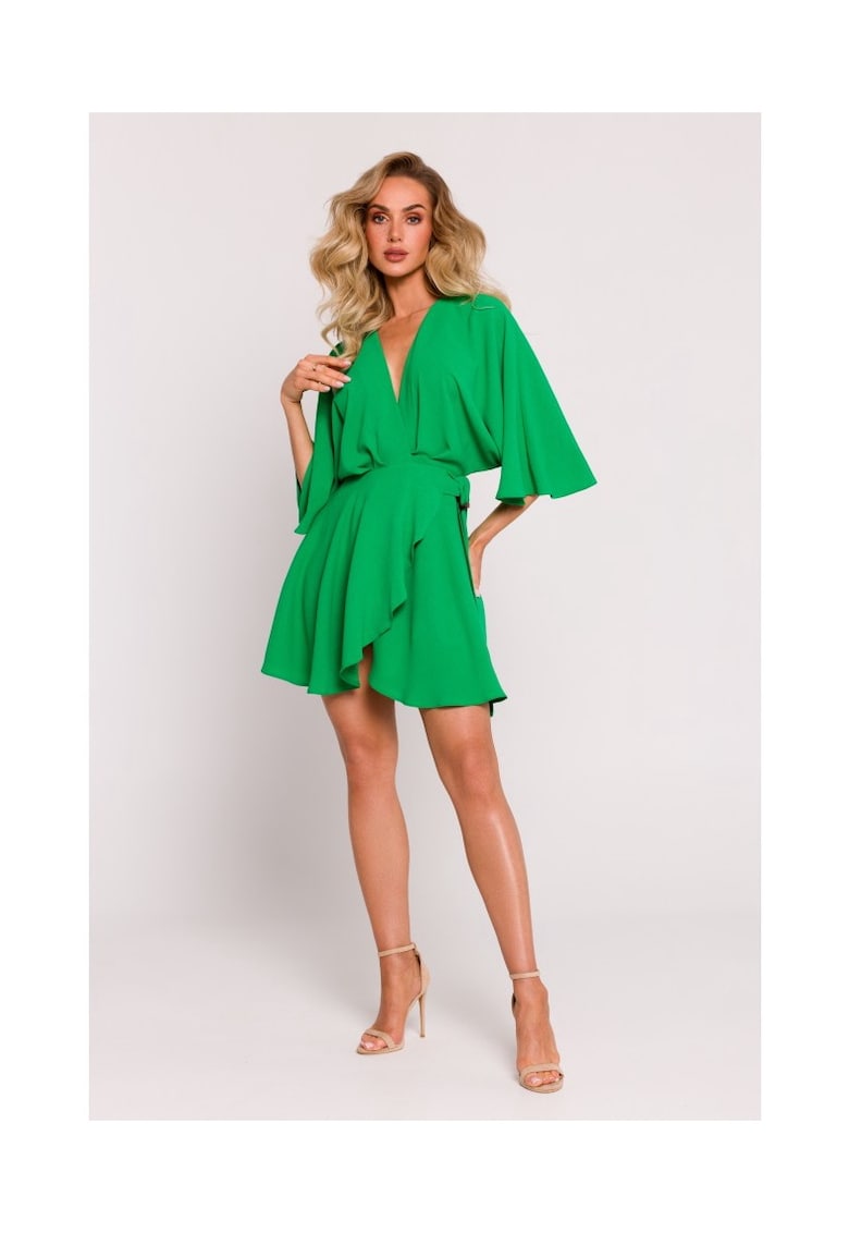 Rochie mini cu fund evazat - verde suculent -