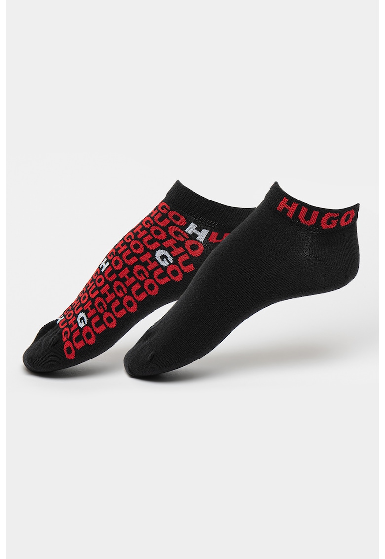Set de sosete pana la glezna cu model logo - 2 perechi