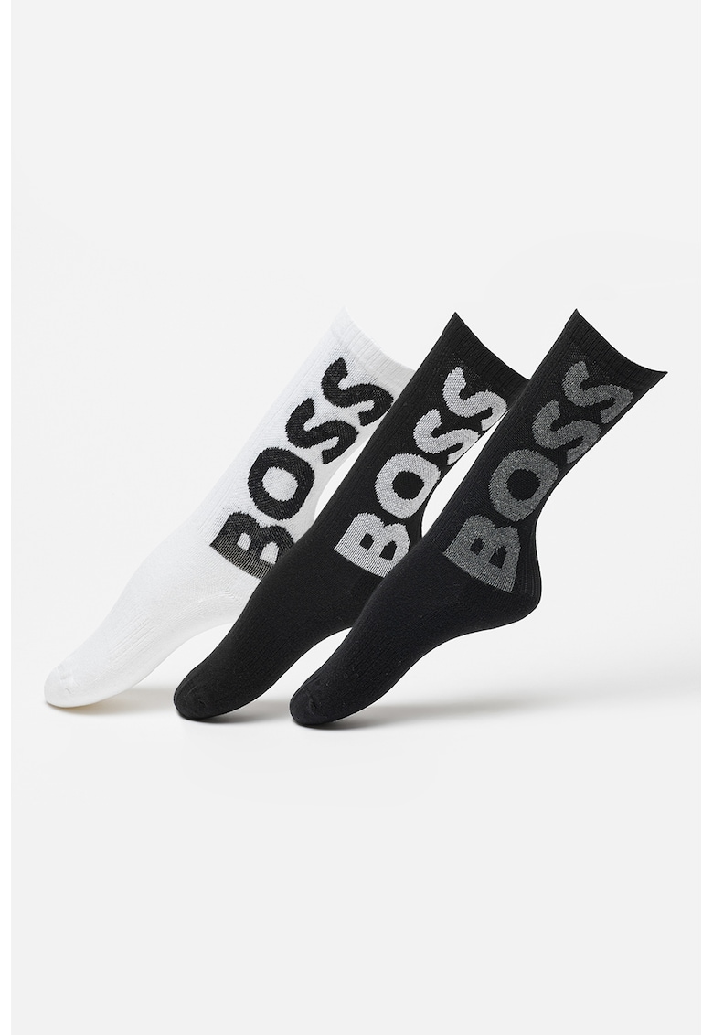 Set de sosete lungi cu logo supradimensionat - 3 perechi