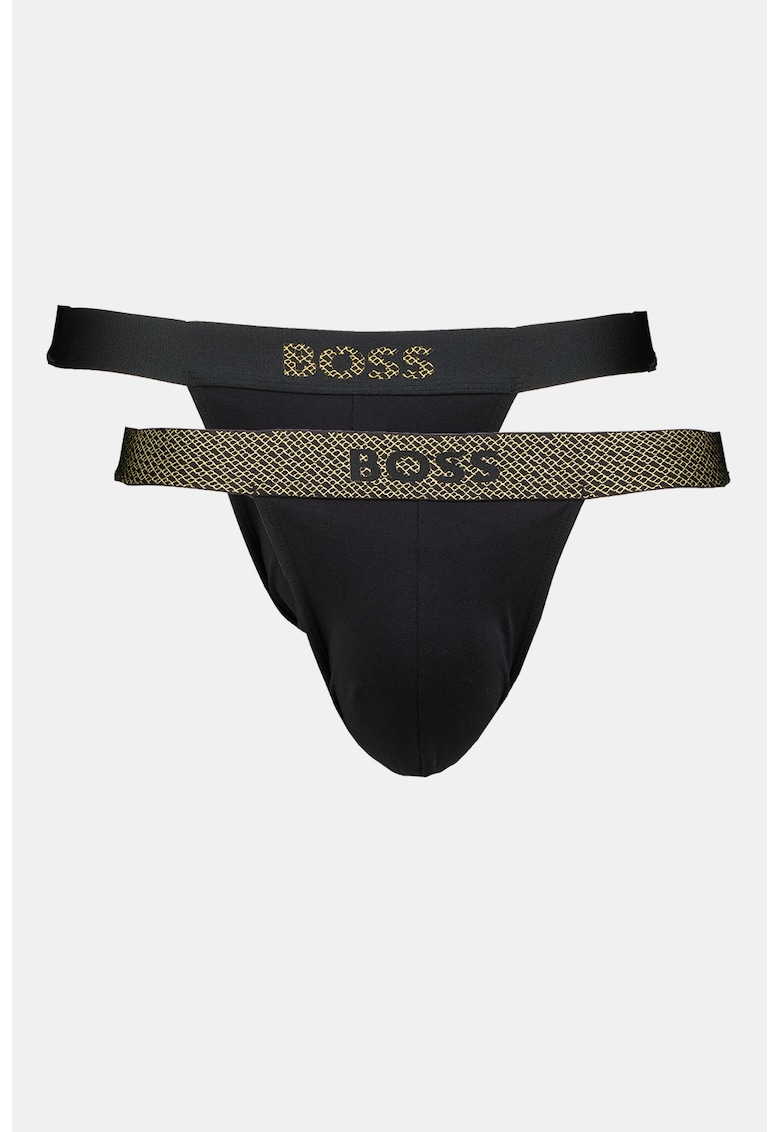 Set de chiloti cu decupaj pe spate si banda logo in talie - 2 perechi