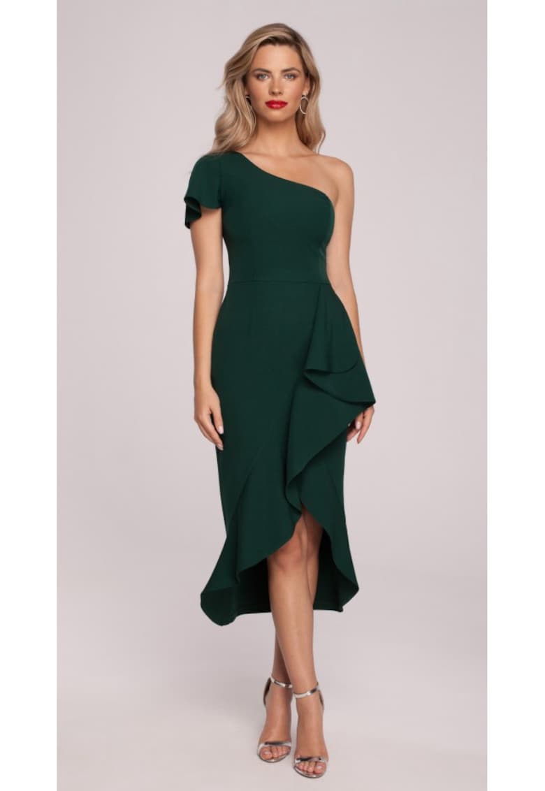 Rochie Dama - Un umar - Poliester/Bumbac - 31897 - Verde