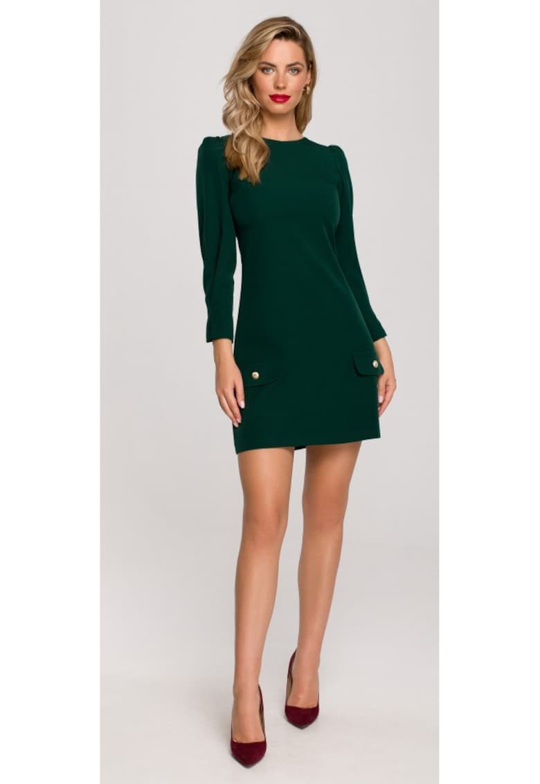 Rochie Dama - Trapez - Poliester/Bumbac - 65787 - Verde