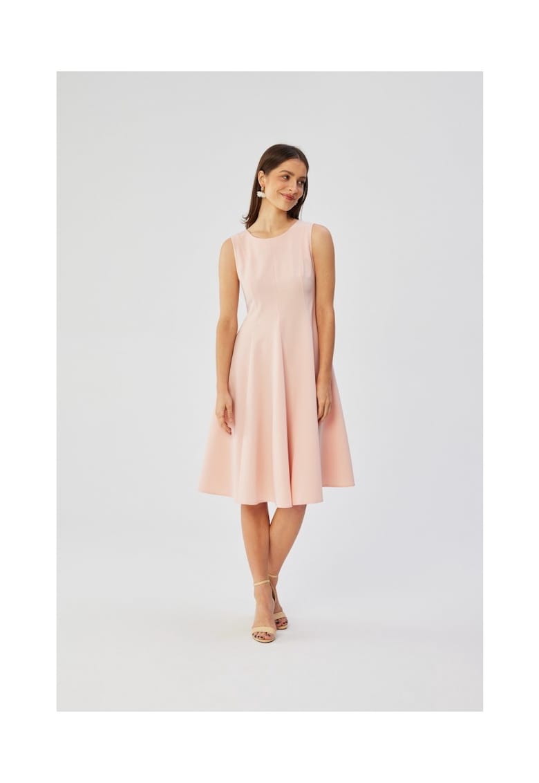 Rochie dama - evazata fara maneci - Poliester - Rosu