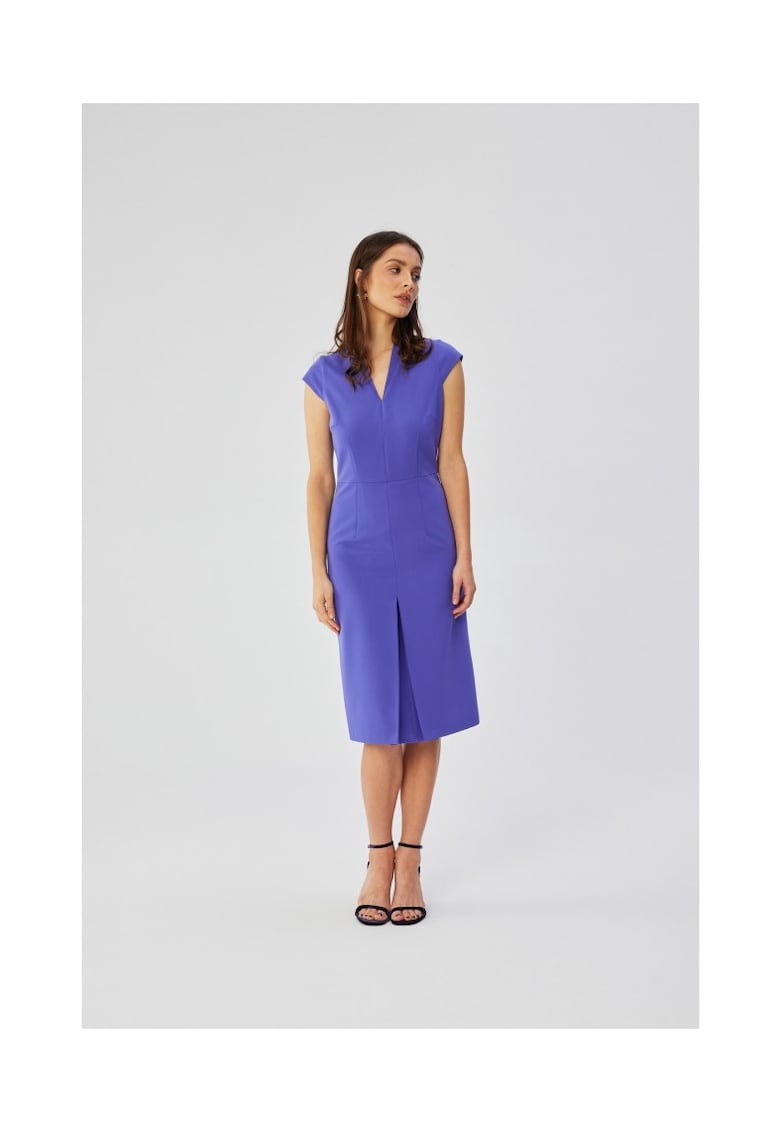 Rochie dama - creion cu decolteu dublu - Poliester - Rosu