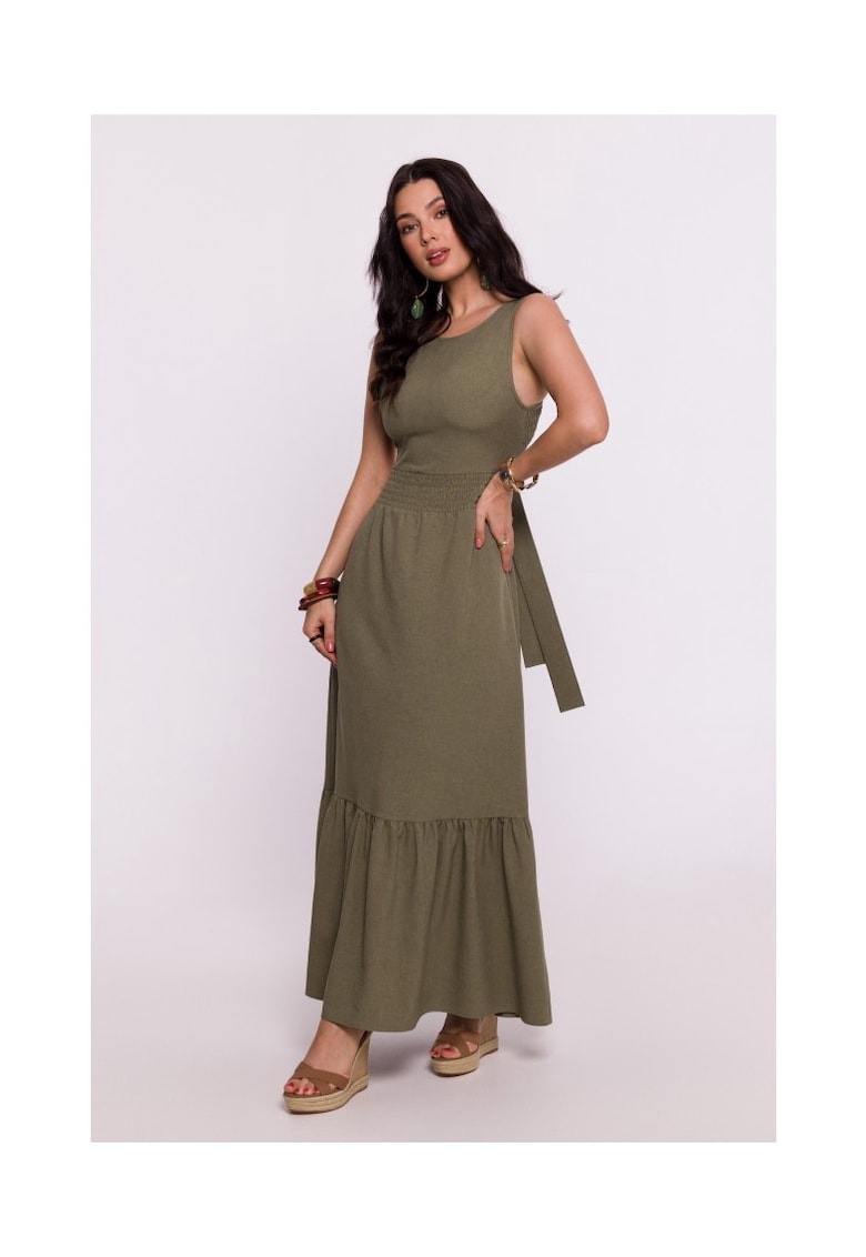 Rochie cu centura cauciucata si legatura la spate -