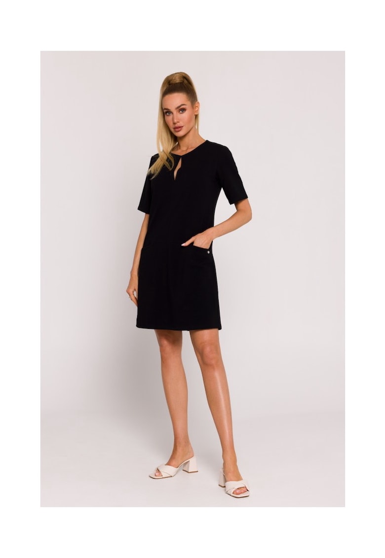 Rochie dama - cu decupaj la picior - Poliester - Alb