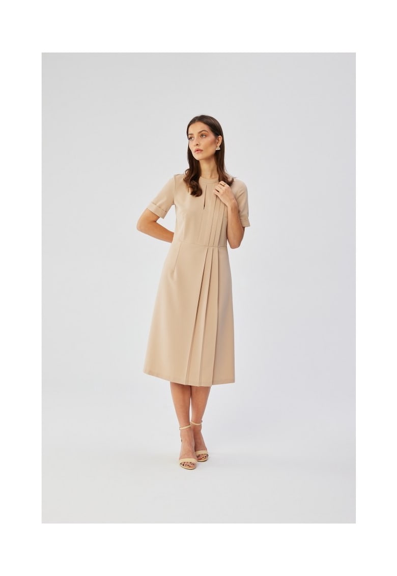 Rochie dama - cu pliuri laterale decorative - Poliester - 36798