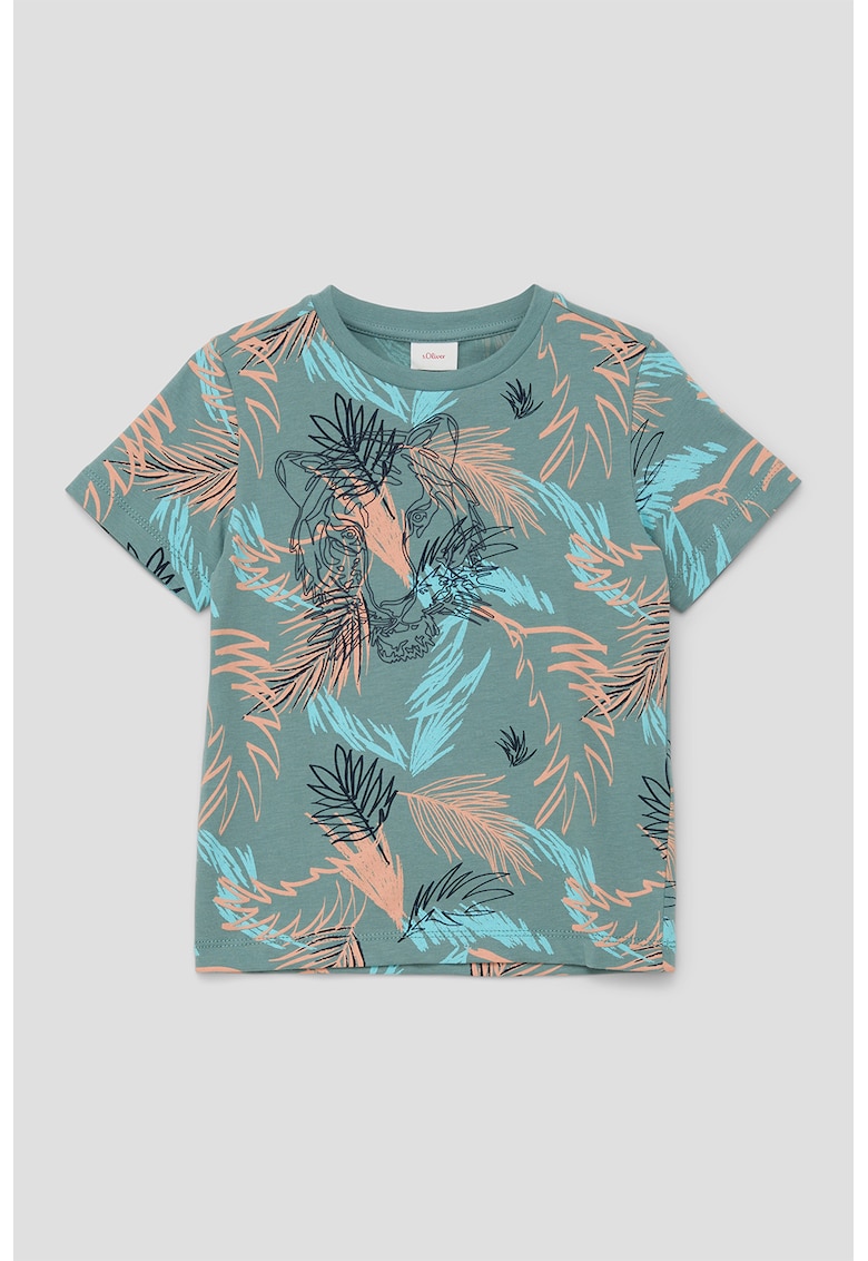 Tricou de bumbac cu imprimeu tropical