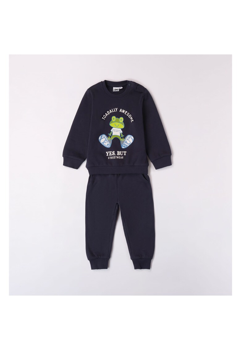 Compleu bluza fllece si pantaloni pentru baieti - 4.7513 - Alb/Verde/Bleumarin