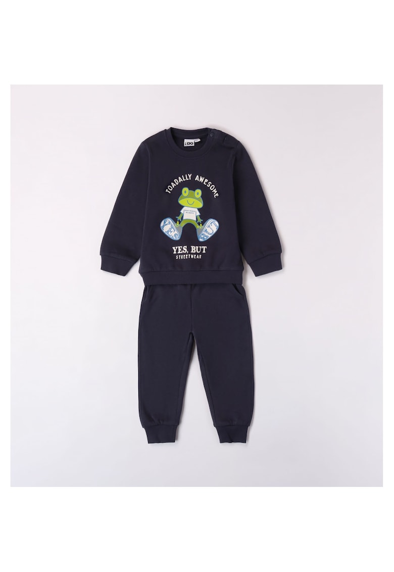Compleu bluza fllece si pantaloni pentru baieti - 4.7513 - Alb/Verde/Bleumarin