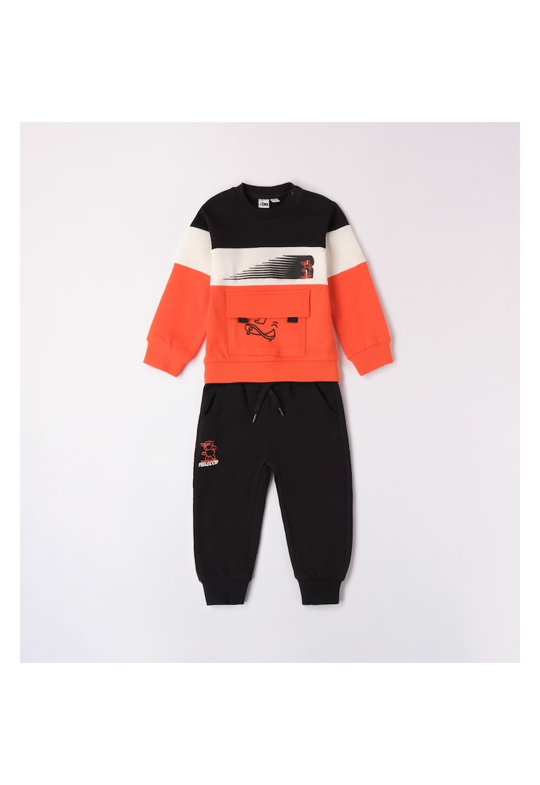 Compleu bluza si pantaloni baieti - 4.7510 - Negru/Portocaliu - Alb/Negru/Portocaliu