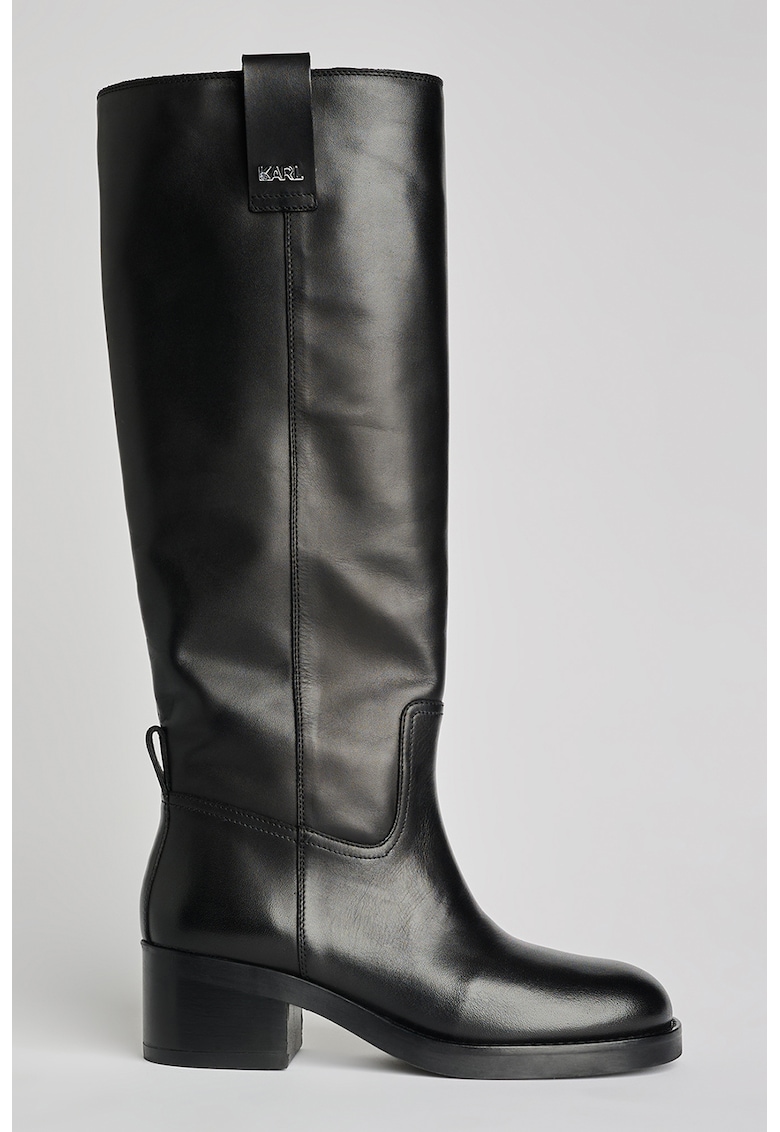 Cizme din piele cu toc bloc