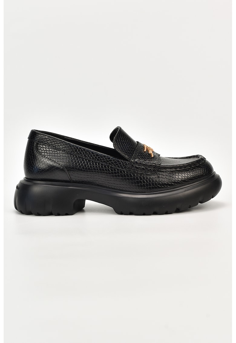 Pantofi loafer din piele cu model piele de reptila