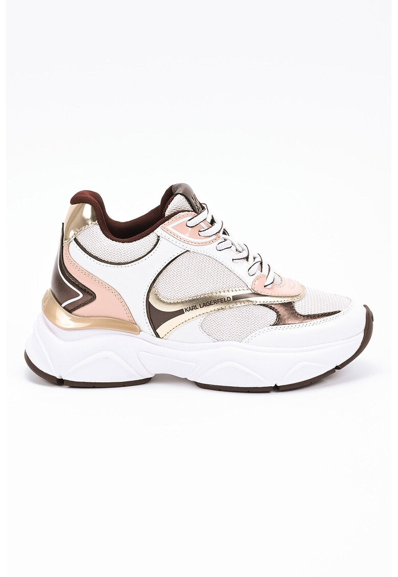 Pantofi sport cu talpa wedge si garnituri din piele