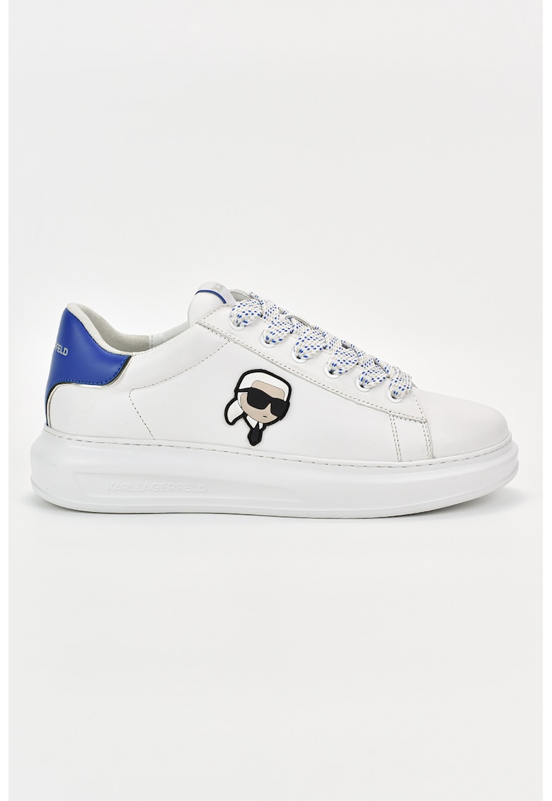 Pantofi sport din piele cu aplicatie cu Karl Lagerfeld