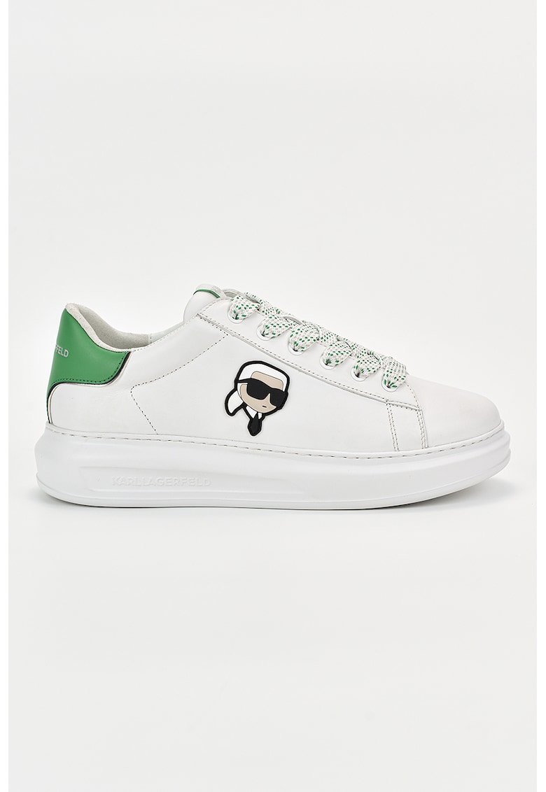 Pantofi sport din piele cu aplicatie cu Karl Lagerfeld