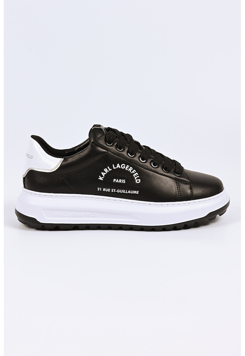 Pantofi sport cu garnitura din piele ecologica si detalii logo - Negru/Alb optic