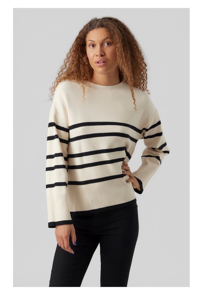 Pulover supradimensionat Pulover tricotat cu dungi Pulover cu umerii cazuti