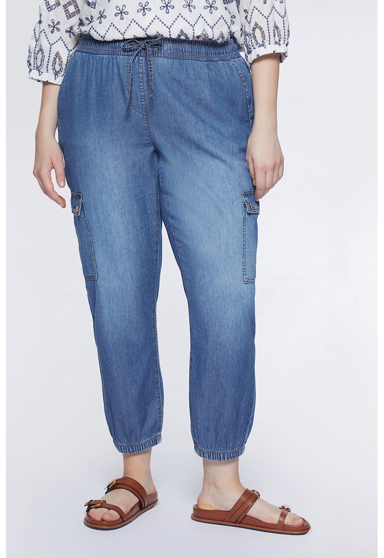 Pantaloni cargo cu aspect de denim