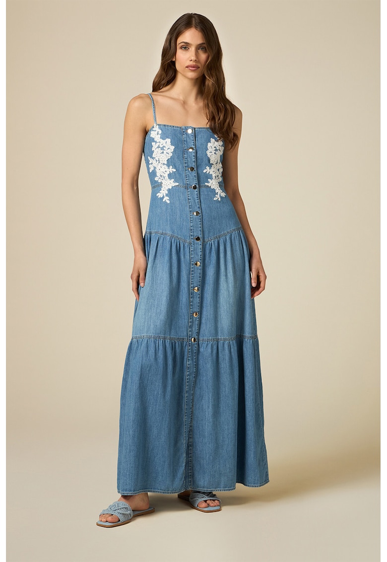 Rochie brodata de denim