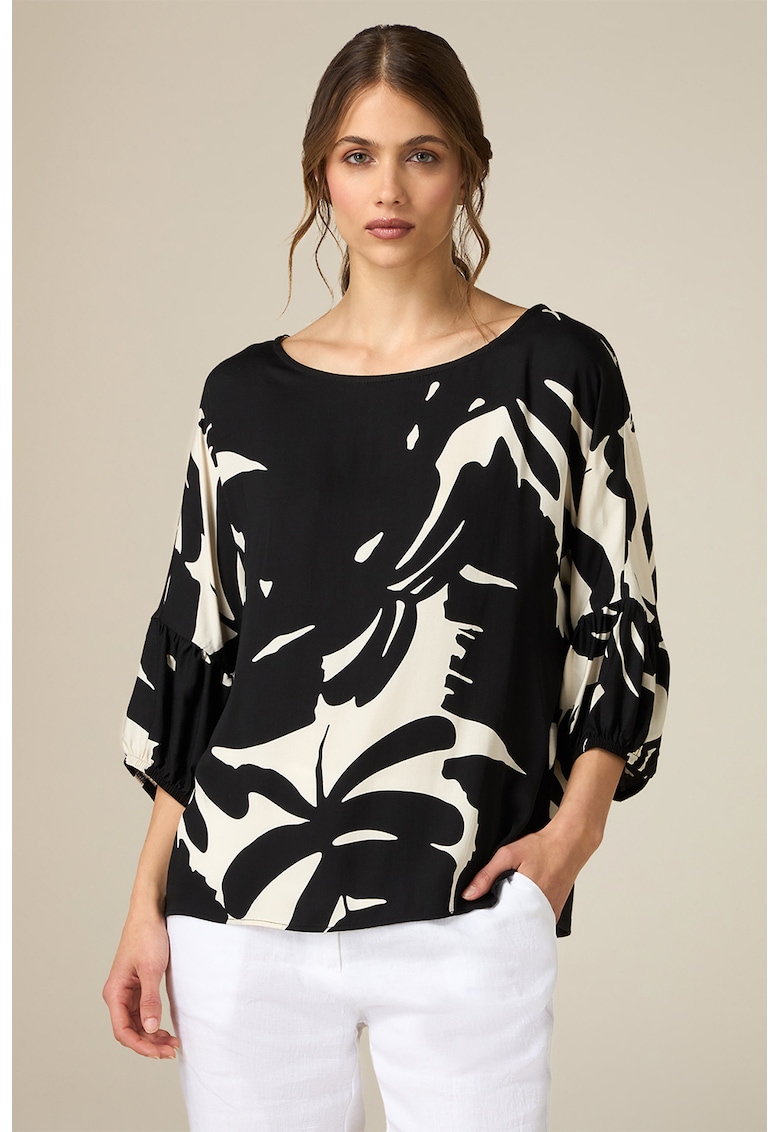 Bluza cu imprimeu abstract si maneci 3/4