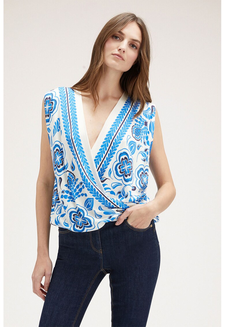 Bluza fara maneci cu imprimeu floral