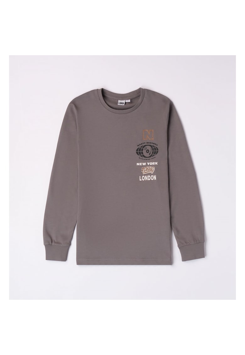 Bluza cu imprimeu pentru baiat - 4.7692 - Gri - Alb/Negru/Maro/Gri