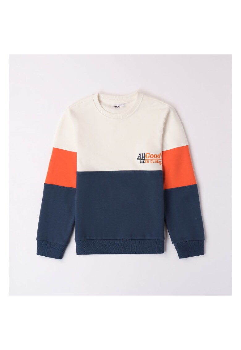 Bluza flausata cu imprimeu pentru baieti - 4.7703 - Alb/Portocaliu/Albastru