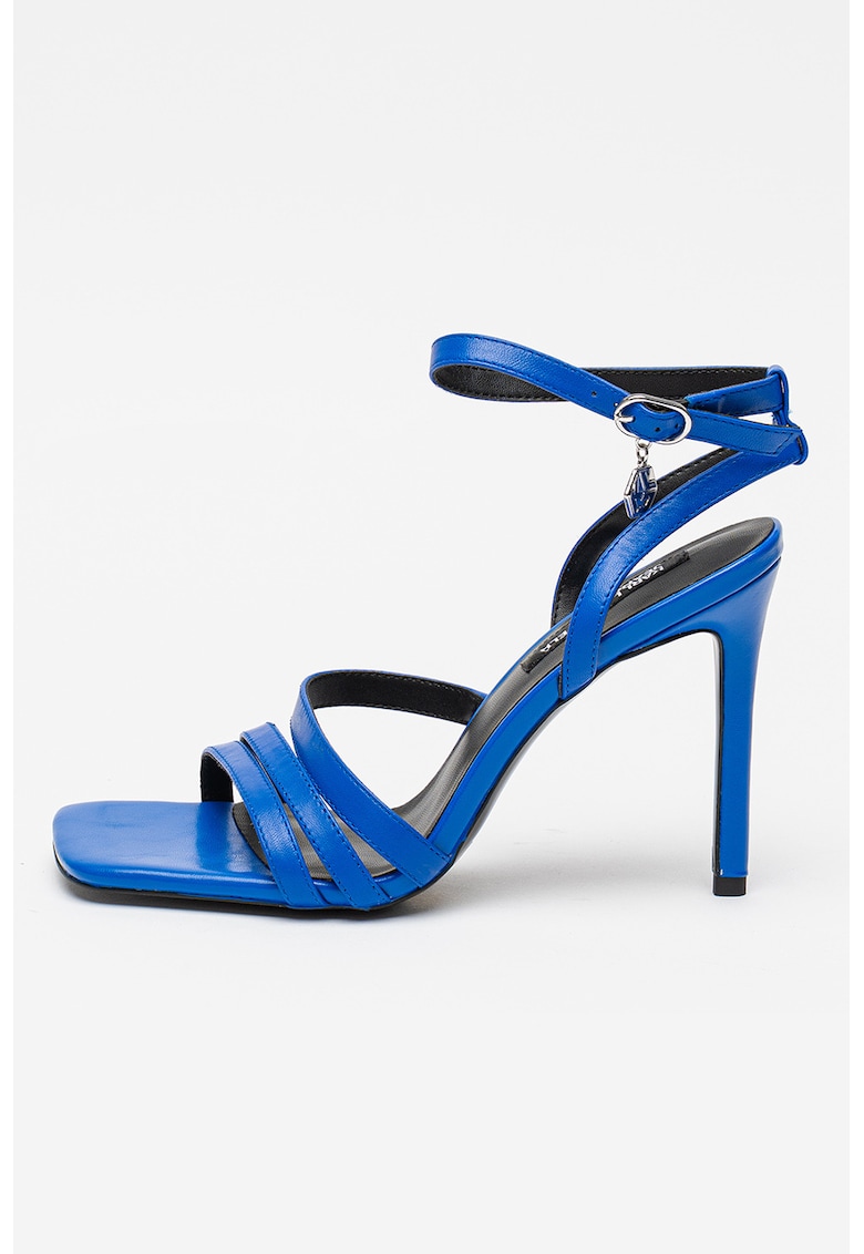 Sandale din piele cu toc stiletto - Albastru royal