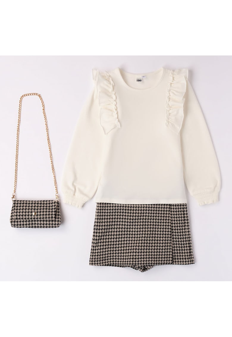 Compleu fete bluza - bermude si gentuta 4.7620 - portocaliu - Alb/Negru
