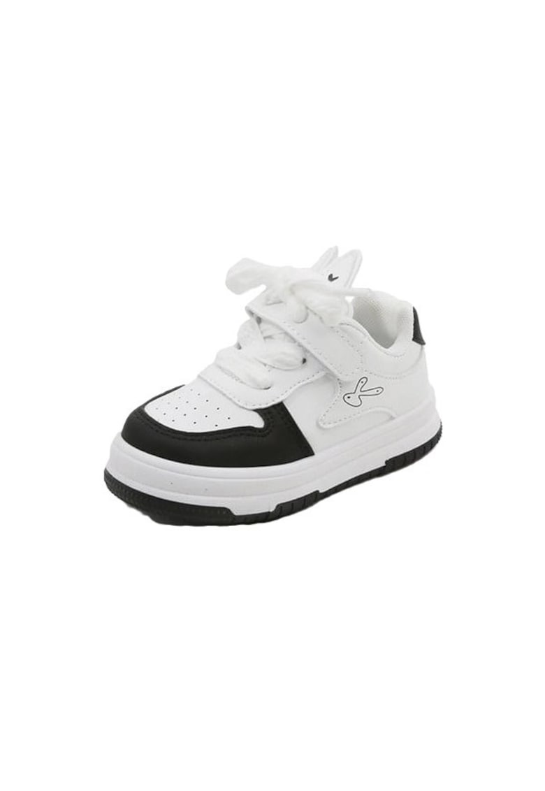 Pantofi Sport Model Bunny - Piele ecologica - Baieti - Fete - Siret - Velcro - Alb - Negru