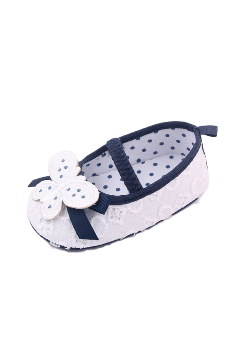 Pantofi Model Butterfly - Casual - Textil - Fete - Banda elastica - Alb - Bleumarin
