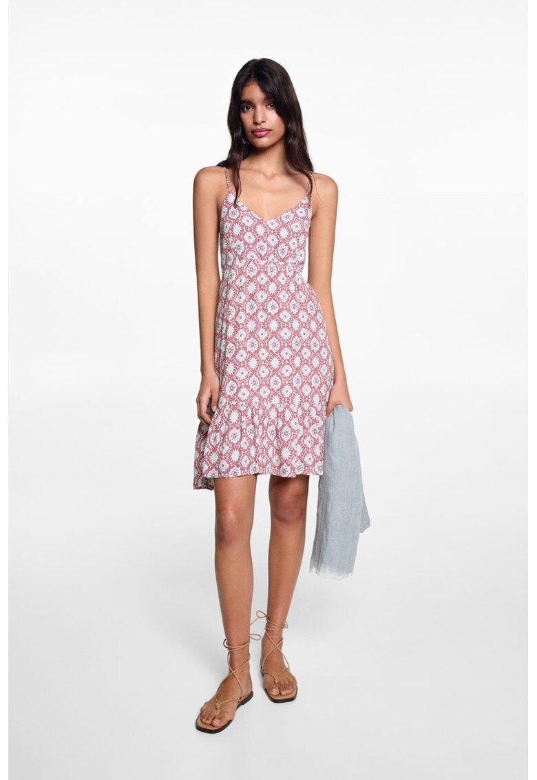 Rochie cu decolteu in V si model geometric