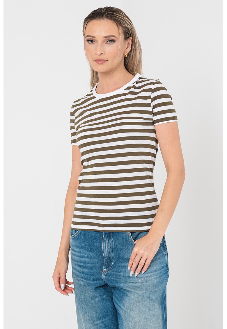 Tricou din bumbac cu model in dungi Esla