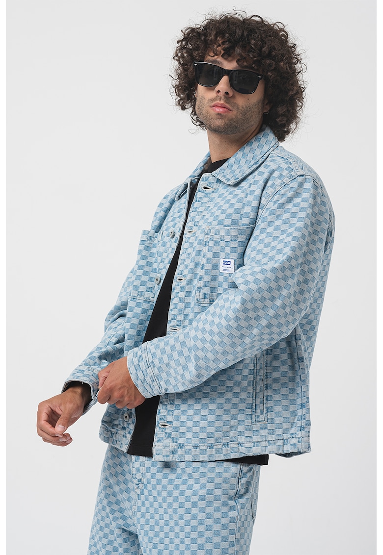Jacheta de denim in carouri Magaro